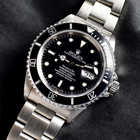 rolex 1988 pre-owned submariner tiffany & co. horloge|Rolex Submariner tiffany dial.